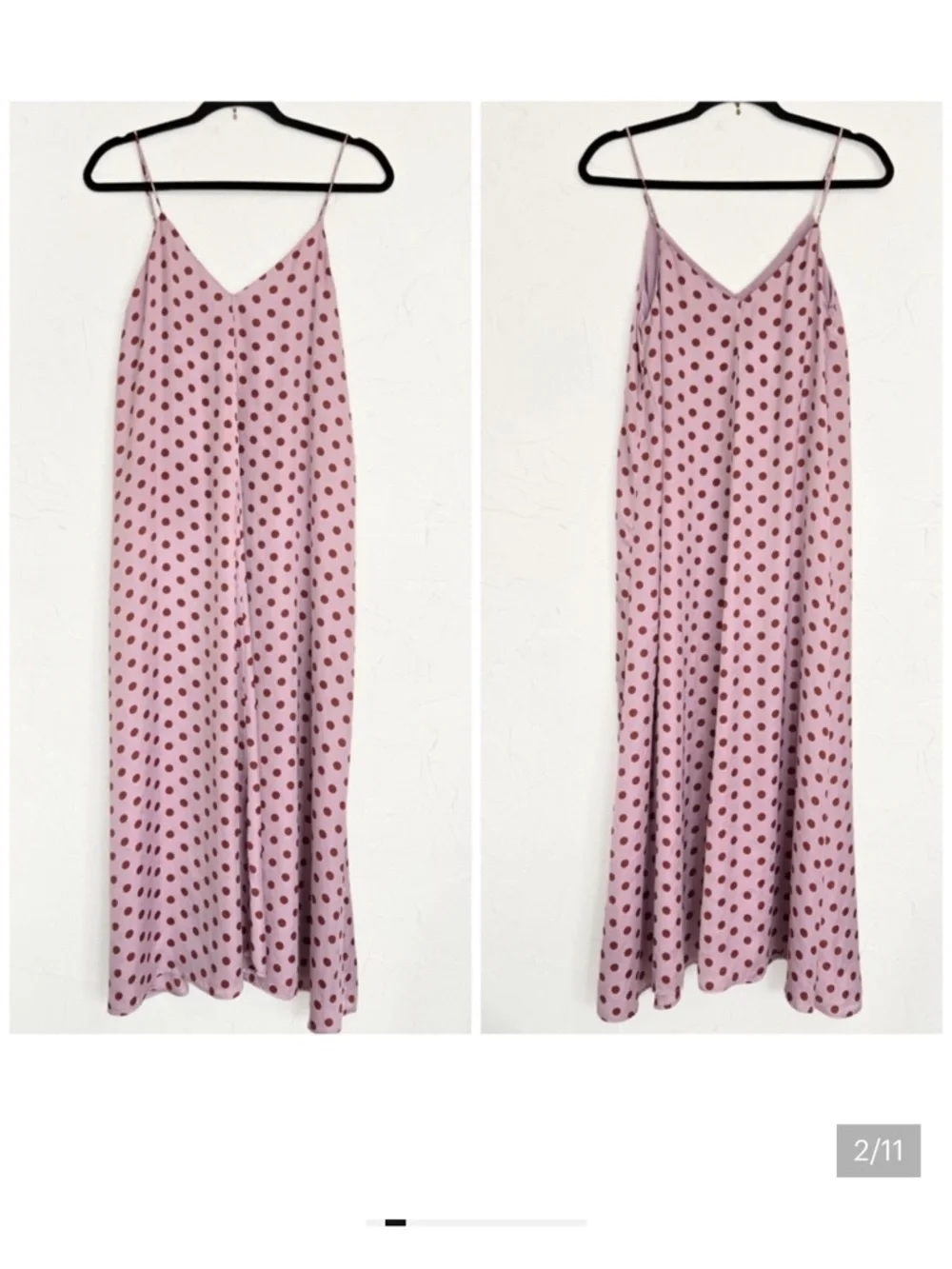 ZARA Pink Polka Dot Slip Midi Dress SIZE M NWT - Picture 5 of 5